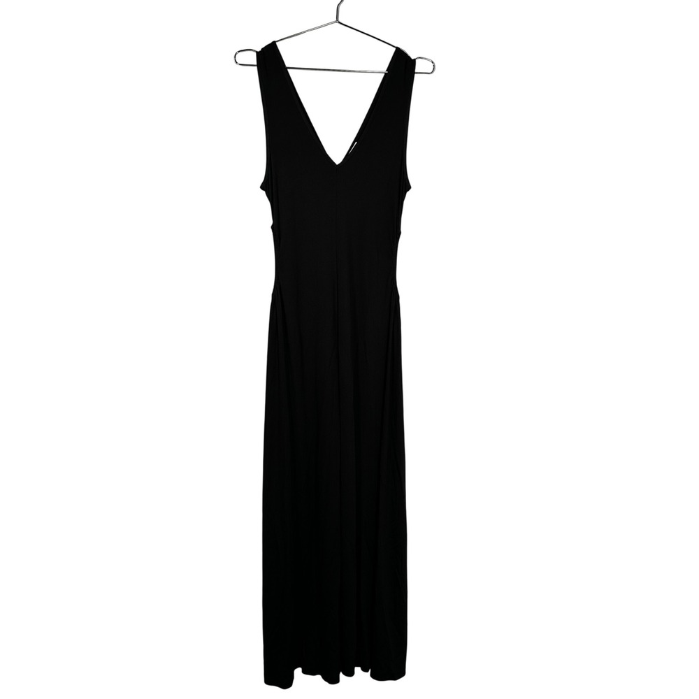 Madison The Label‎ Melody Dress Black V-Neck Side Cut outs Ruched Maxi Large NEW